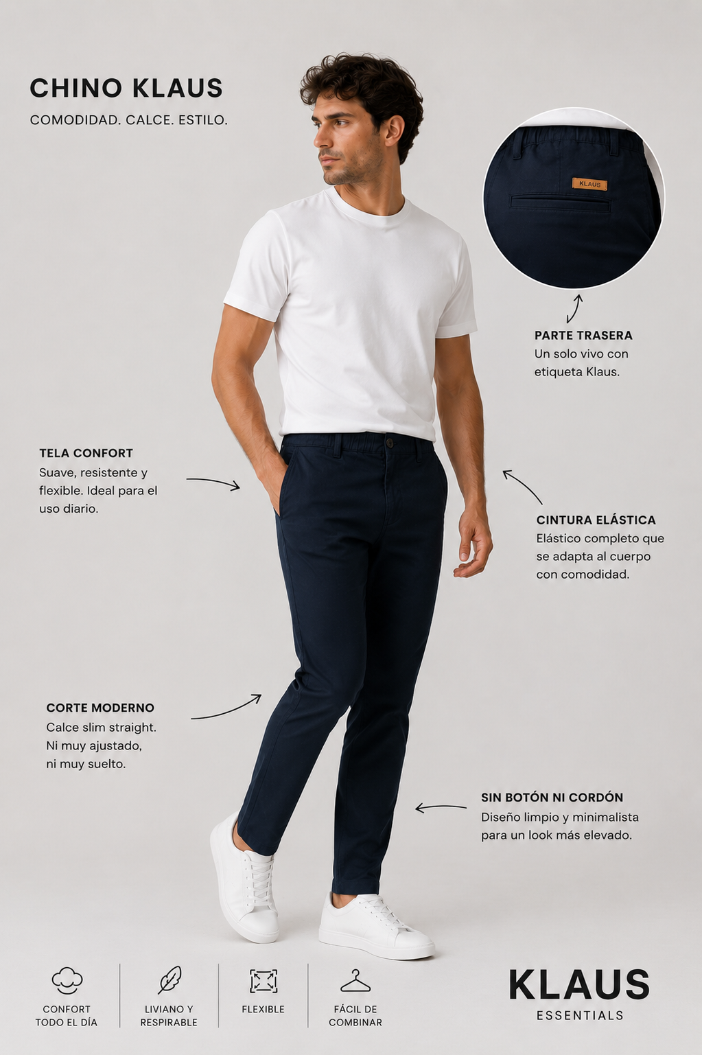 PANTALON CHINO KLAUS - MAXIMA COMODIDAD, CALCE INTELIGENTE.
