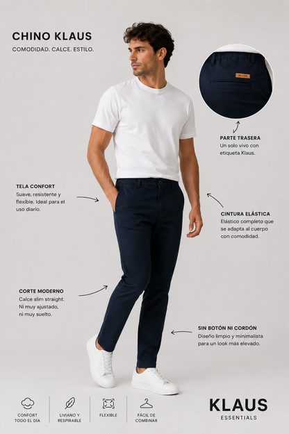 PANTALON CHINO KLAUS - MAXIMA COMODIDAD, CALCE INTELIGENTE.