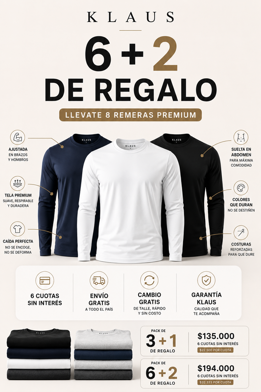Manga Larga Klaus - Ajustada en brazos, Suelta en Abdomen
