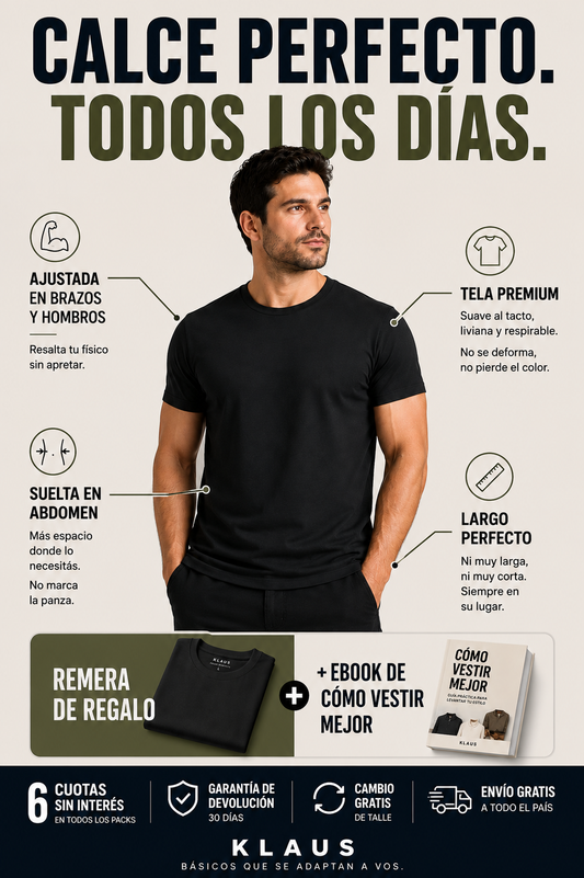 Remera Klaus - Ajustada en brazos, Suelta en Abdomen
