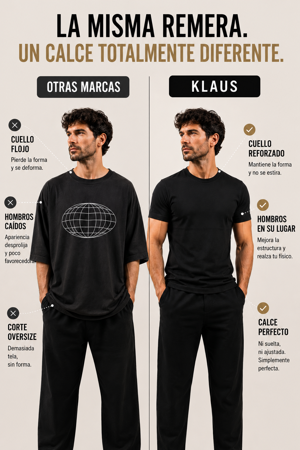 Remera Klaus - Ajustada en brazos, Suelta en Abdomen