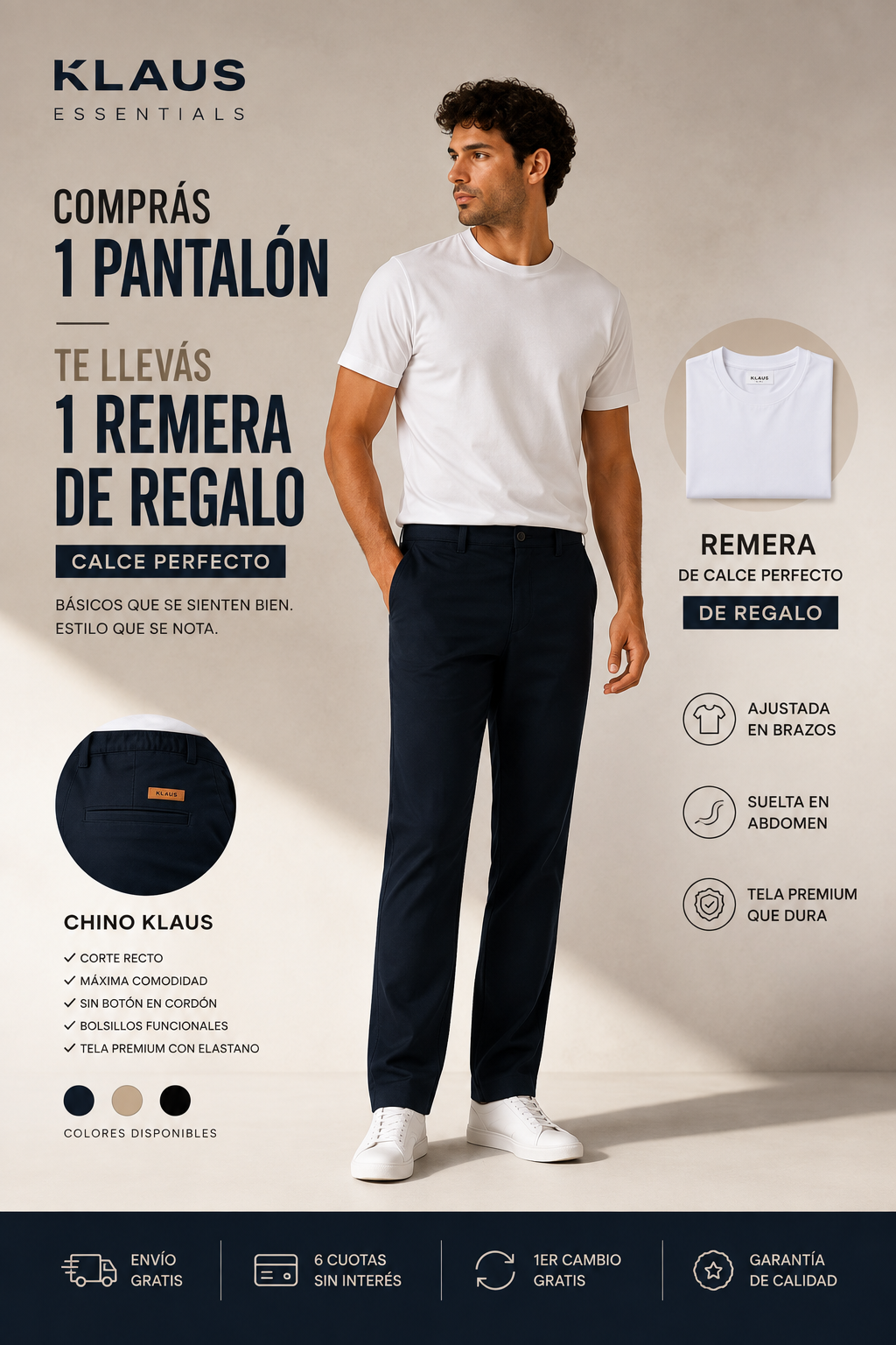 PANTALON CHINO KLAUS - MAXIMA COMODIDAD, CALCE INTELIGENTE